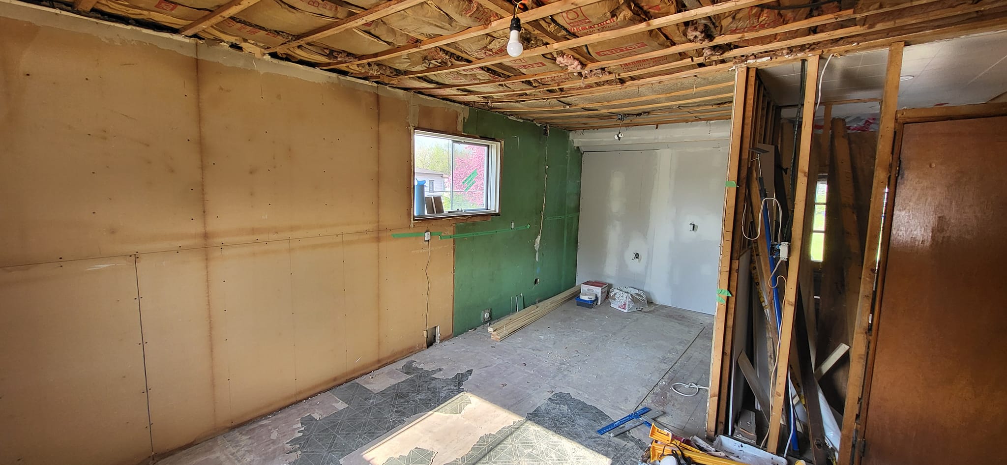 Drywall installation in progress